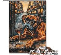 Boxer Dog Drinking Jigsaw Puzzles for Teenagers 1000 Pieces, Decompressing Intellectual Educational Toy Educational Game for Birthday, Chrismas (26x38cm)