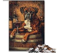 Boxer Dog Drinking JigsawPuzzle 1000 Pieces for Teenagers, Staycation Kill Time Birthday Present, Gifts, Wall Art for 14+ (26x38cm)