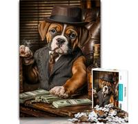 Boxer Dog Drinking JigsawPuzzle 1000 Pieces for Teenagers,Stress Reliever Difficult Challenge Unique Home Decor And Gifts (50x75cm)