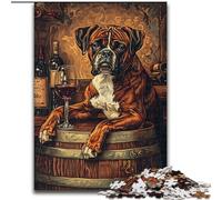 Boxer Dog Drinking Puzzles for Teenagers Teens 1000pc Puzzle, Stress Reliever Staycation Kill Time Parent-child Interaction (50x75cm)