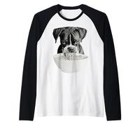 Boxer Dog Eating Ramen Noodles Funny Puppy Lover Raglan Baseball Tee