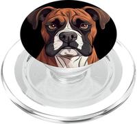 Boxer Dog Face Cute and Funny Cartoon Puppy Mom or Dad PopSockets PopGrip for MagSafe