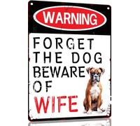 Boxer Dog Funny Metal Garage Signs For Men Room Decor Little Man Cave Sign Vintage Bar Home Pub Office Wall Decorations,Forget The Dog Beware Of Wife Tin Signs 8x12 Inch