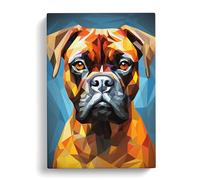 Boxer Dog Geometric Art Canvas Print for Living Room Bedroom Home Office Décor, Wall Art Picture Ready to Hang, 30x20 Inch (76x50 cm)