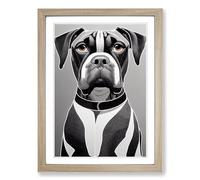 Boxer Dog Geometric Framed Print | A2 Oak Framed Wall Art | Ready to Hang | Modern Animal Picture | Living Room Bedroom Lounge Office