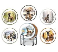 Boxer Dog Gifts, Ceramic Coaster, Set of 6, with Gift Box, Absorbent with Cork Base, Home Decor for Family, Housewarming, Thanksgiving, Birthday and Christmas