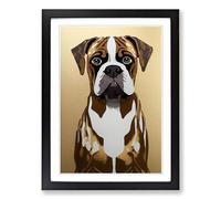 Boxer Dog Gold Leaf Framed Wall Art Print A2 Black