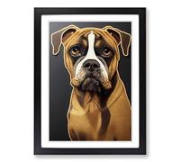 Boxer Dog Gold Leaf Framed Wall Art Print A2 Black