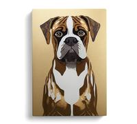 Boxer Dog Gold Leaf Vol.1 Canvas Print | Gallery Wrapped 30mm Frame Wall Art | 30x20 inches | Ready to Hang | Modern Animals Picture | Living Room Bedroom Lounge Office