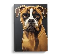 Boxer Dog Gold Leaf Vol.2 Canvas Print | Gallery Wrapped 30mm Frame Wall Art | 30x20 inches | Ready to Hang | Modern Animals Picture | Living Room Bedroom Lounge Office