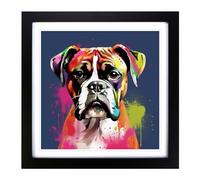 Boxer Dog Graphic Art Framed Wall Art Print 18x18 Inch Black