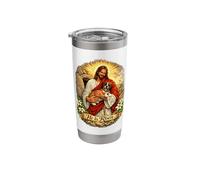 Boxer Dog He is Risen Easter Resurrection Defeated Cross Stainless Steel Insulated Tumbler