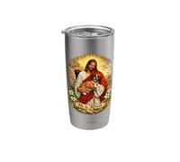 Boxer Dog He is Risen Easter Resurrection Defeated Cross Stainless Steel Insulated Tumbler