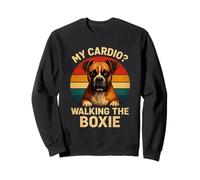 Boxer Dog Humor My Cardio Walking the Boxie Retro Funny Sweatshirt
