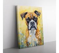 Boxer Dog Impressionism Art No.2 Canvas Print for Living Room Bedroom Home Office Décor, Wall Art Picture Ready to Hang, 76x50 cm (30x20 Inch)