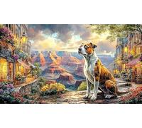 Boxer-Dog-in-Canyon-Landscape Puzzle for Adults Kids 1000Pc Recycled Paper Puzzle Game Educational Games for Home Activity & Fun Present Great Gift Idea 70x50/1000pcs