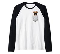 Boxer Dog in Pocket Funny Cute Pet Raglan Baseball Tee