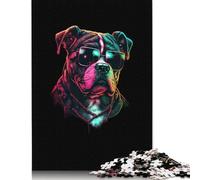 Boxer Dog Jigsaw Puzzles Puzzles for Adults Kids. 1000 Piece Impossible Challenge Toy Educational Game Home Decoration for Educational Games Gifts 1000pcs (38x26cm)