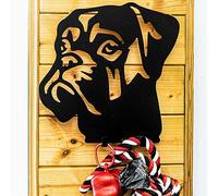 Boxer Dog Lead Hook Holder Bullmastiff Pet Leash Coat Hanger Dog Accessories Collar Wall Storage Lover Owner Gift Puppy Birthday Present Portrait Ornament (Dog Lead Hanger - Black Paint)