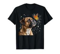 Boxer Dog Looking At Monarch Butterfly Starlight Art T-Shirt