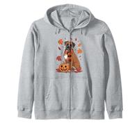 Boxer Dog Lover Pumpkin Fall Autumn Thanksgiving Zip Hoodie