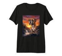 Boxer Dog Lover Vintage Sunset Forest Nature Landscape Art Premium T-Shirt