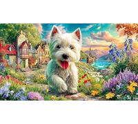 Boxer-Dog-Lying-on-Path Jigsaw Puzzles 1000Pc Educational Game Challenge Recycled Paper Impossible Hard Difficult for Adults and Kids Age 12 Years + 38x52/1000pcs