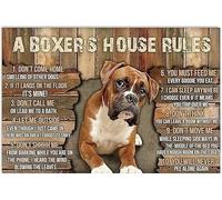 Boxer Dog Metal Tin Sign A Boxer'S House Rules Funny Poster Cafe Living Room Bathroom Kitchen Home Art Wall Decor Plaque Gift