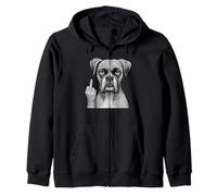 Boxer Dog Middle Finger Sarcastic Dog Lover Zip Hoodie