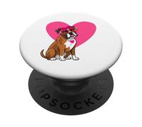 Boxer Dog Mom Dog Lover Valentine's Day Heart Design PopSockets Adhesive PopGrip