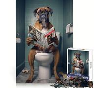Boxer Dog on The Toilet 1000 Pieces Puzzles for Adults Mind Recall Leisure Pleasure Firm Interlock Xmas Gift (38X52CM)