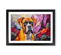 Boxer Dog Orphism Framed Print | A2 Black Framed Wall Art | Ready to Hang | Modern Animal Picture | Living Room Bedroom Lounge Office