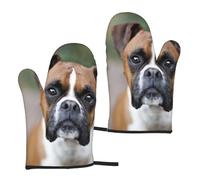 Boxer Dog, Oven Mitts Anti-Slip Cooking Gloves,Heat Resistant Baking Mitts A Pair