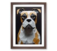 Boxer Dog Paper Mache Art Framed Wall Art Print A2 Walnut