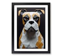 Boxer Dog Paper Mache Art Vol.1 Framed Print | A2 Black Framed Wall Art | Ready to Hang | Modern Animal Picture | Living Room Bedroom Lounge Office