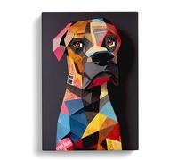 Boxer Dog Paper Mache Art Vol.2 Canvas Print | Gallery Wrapped 30mm Frame Wall Art | 30x20 inches | Ready to Hang | Modern Animals Picture | Living Room Bedroom Lounge Office