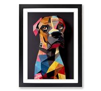 Boxer Dog Paper Mache Art Vol.2 Framed Print | A2 Black Framed Wall Art | Ready to Hang | Modern Animal Picture | Living Room Bedroom Lounge Office