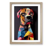 Boxer Dog Paper Mache Art Vol.2 Framed Print | A2 Oak Framed Wall Art | Ready to Hang | Modern Animal Picture | Living Room Bedroom Lounge Office