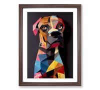 Boxer Dog Paper Mache Art Vol.2 Framed Print | A2 Walnut Framed Wall Art | Ready to Hang | Modern Animal Picture | Living Room Bedroom Lounge Office