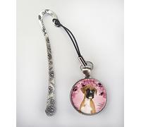 Boxer Dog Pendant On a Silver Coloured Design Bookmark Ideal Birthday Gift N751