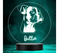 Boxer Dog Pet Silhouette Colour Changing Personalised Gift Lamp Night Light | Personalised Gift For Home, Lamp Room Décor | Kids & Adults Night Lights With Name | Personalised Gift For Bedroom |