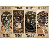 Boxer Dog Pilot Be Strong Be Brave Be Humble Be Badass Metal Tin Plaque, Metal Poster Wall Decor Poster Metal Sign 8X12 Inches