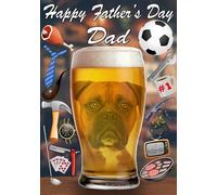 Boxer Dog Pint Father's Day Greeting Card A5 Dad Things Step Dad Pub Beer PP21
