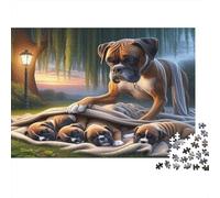 Boxer Dog Puppies Jigsaw Puzzles 1000 Piece Recycled Paper for Adults Puzzle for Adults Hard Difficult Challenging Family Game Fun Home Activity Great Gift Idea 70x50cm/1000pcs