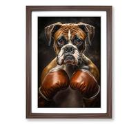 Boxer Dog Romanticism Framed Wall Art Print A2 Walnut