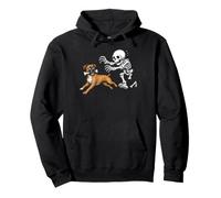 Boxer Dog Skeleton Bone Chase Funny Halloween Humor Pullover Hoodie