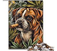 Boxer Dog Smoking Jigsaw Puzzles for Teenagers 1000 Pieces, Challenging Difficult Deal As Gifts for The Whole Family (50x75cm)