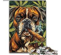 Boxer Dog Smoking Jigsaws 1000 Pieces for Adults, Suitable for Ages 14 And Up Wall Decoration Christmas Birthday Gift (26x38cm)
