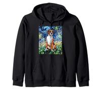Boxer Dog Starry Night Artwork Canine Pet Art Animal Lover Zip Hoodie