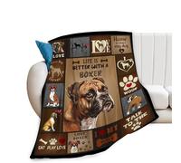 Boxer Dog Throw Blanket Cozy Fleece Flannel Bedding Boxer Dog Gifts for Women Men Boys Girls Lovers Adults Lovers Stuff Plush for Couch Sofa Bed Decor 40"X50"